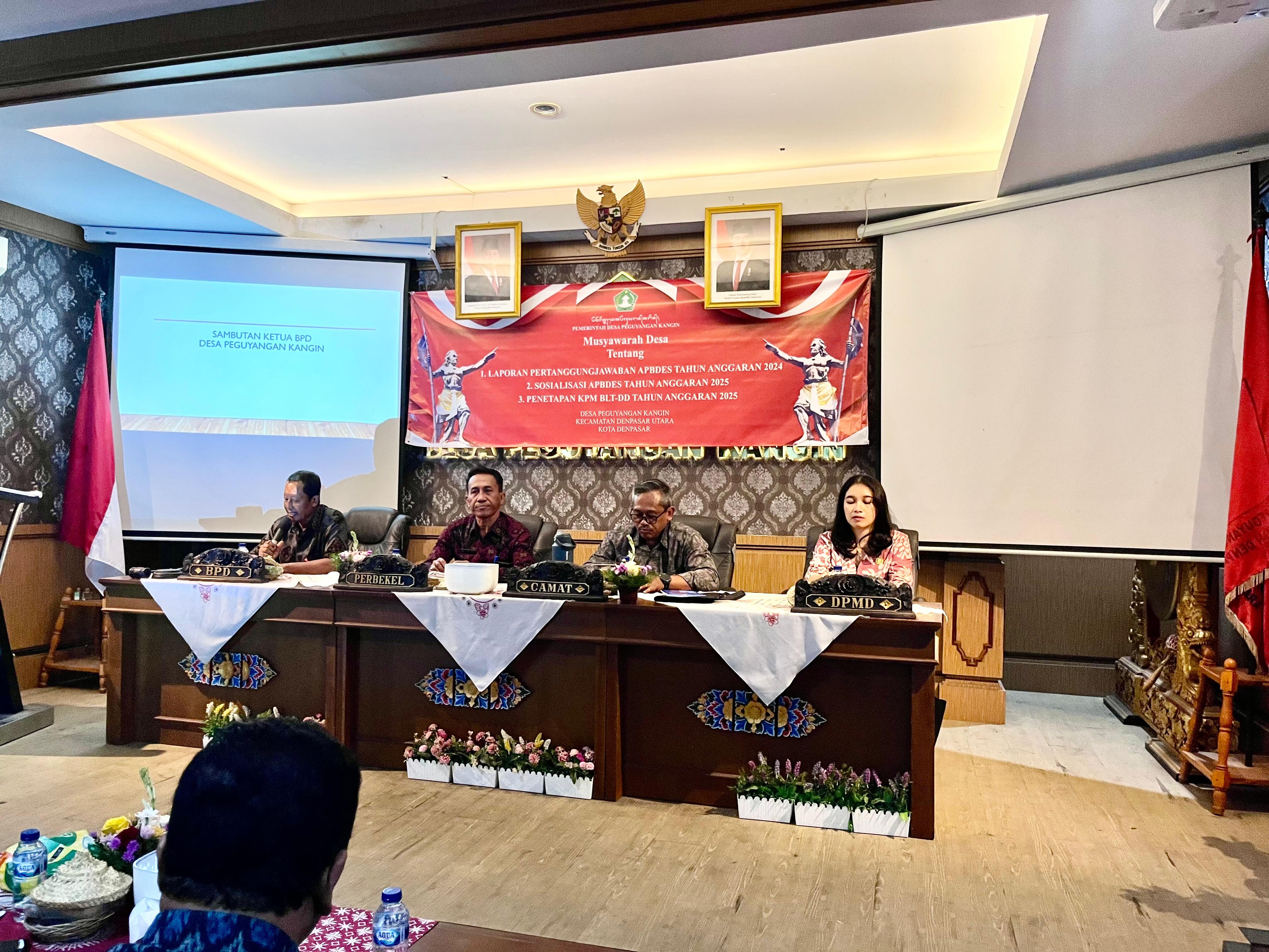 MUSYAWARAH DESA: LAPORAN PERTANGGUNGJAWABAN APBDES 2024, SOSIALISASI APBDES 2025, DAN PENETAPAN KPM BLT-DD 2025